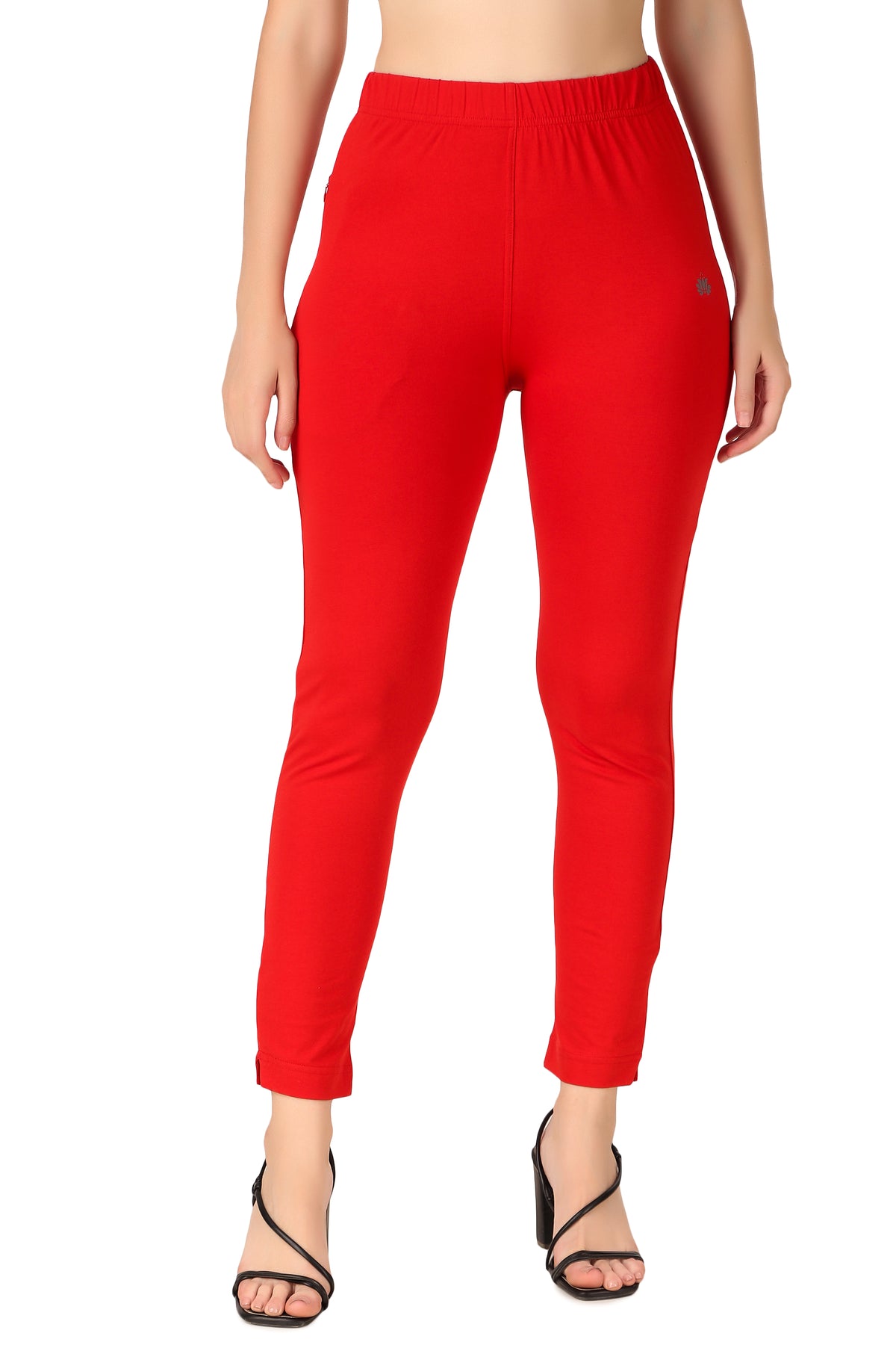 Womens Cotton Mid-Rise Four-Way Stretchable Kurti Pant / Trousers - Red