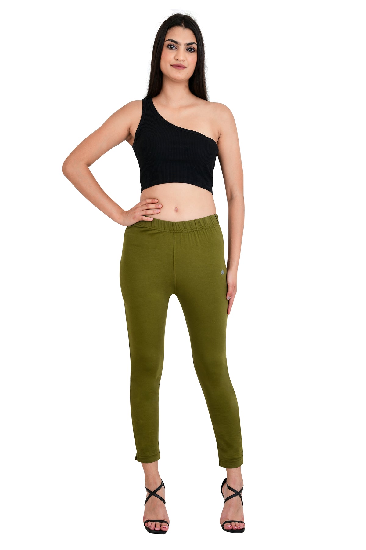 Womens Cotton Mid-Rise Four-Way Stretchable Kurti Pant / Trousers - Mehandi