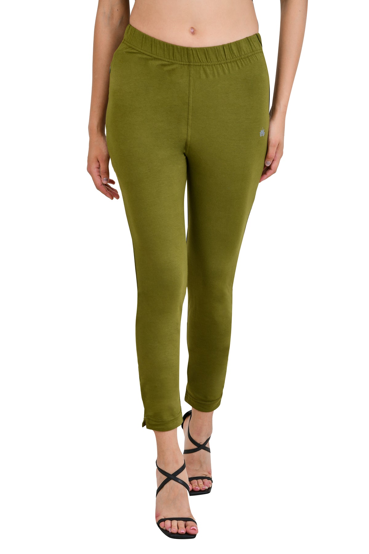 Womens Cotton Mid-Rise Four-Way Stretchable Kurti Pant / Trousers - Mehandi