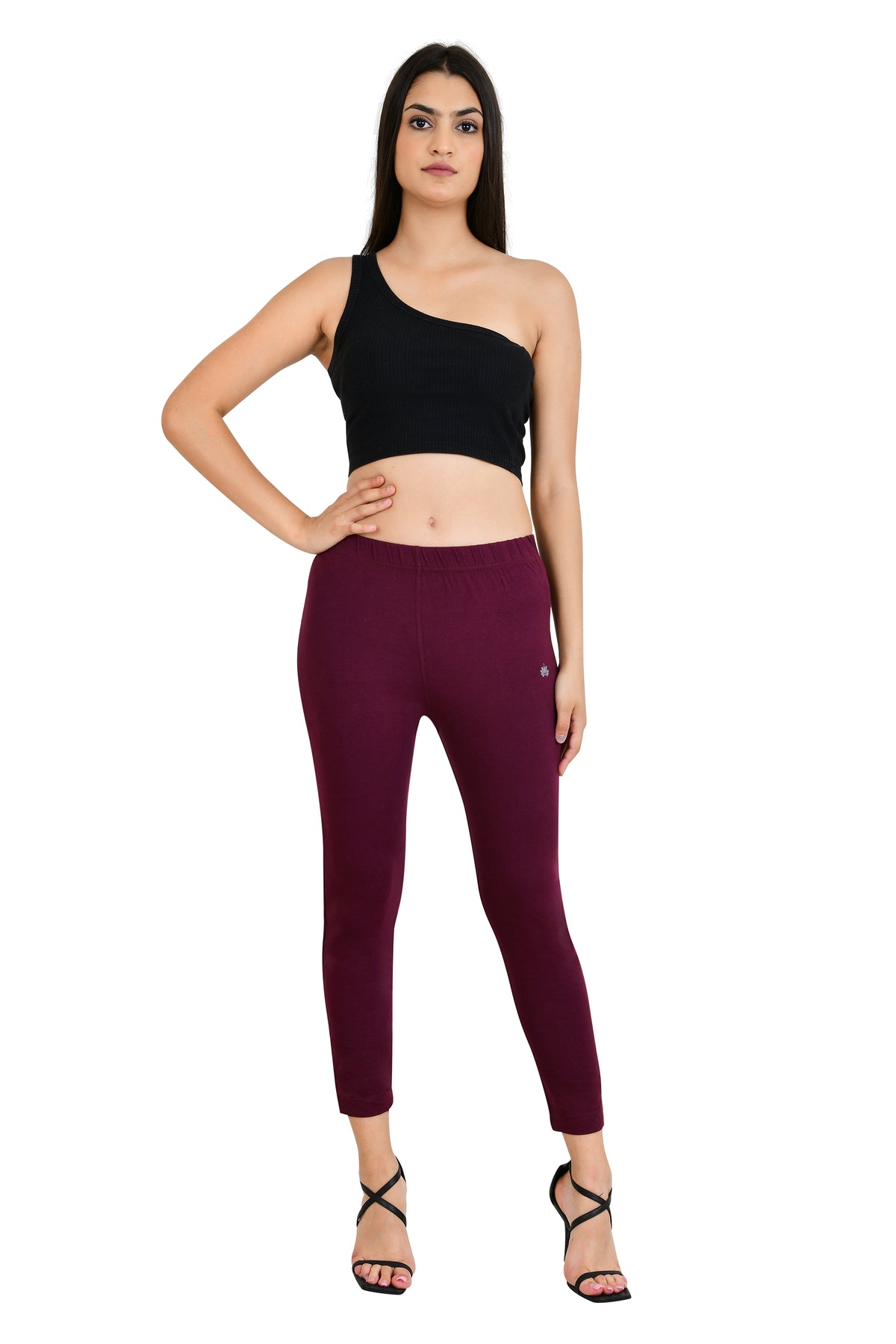 Womens Cotton Mid-Rise Four-Way Stretchable Kurti Pant / Trousers - Wine