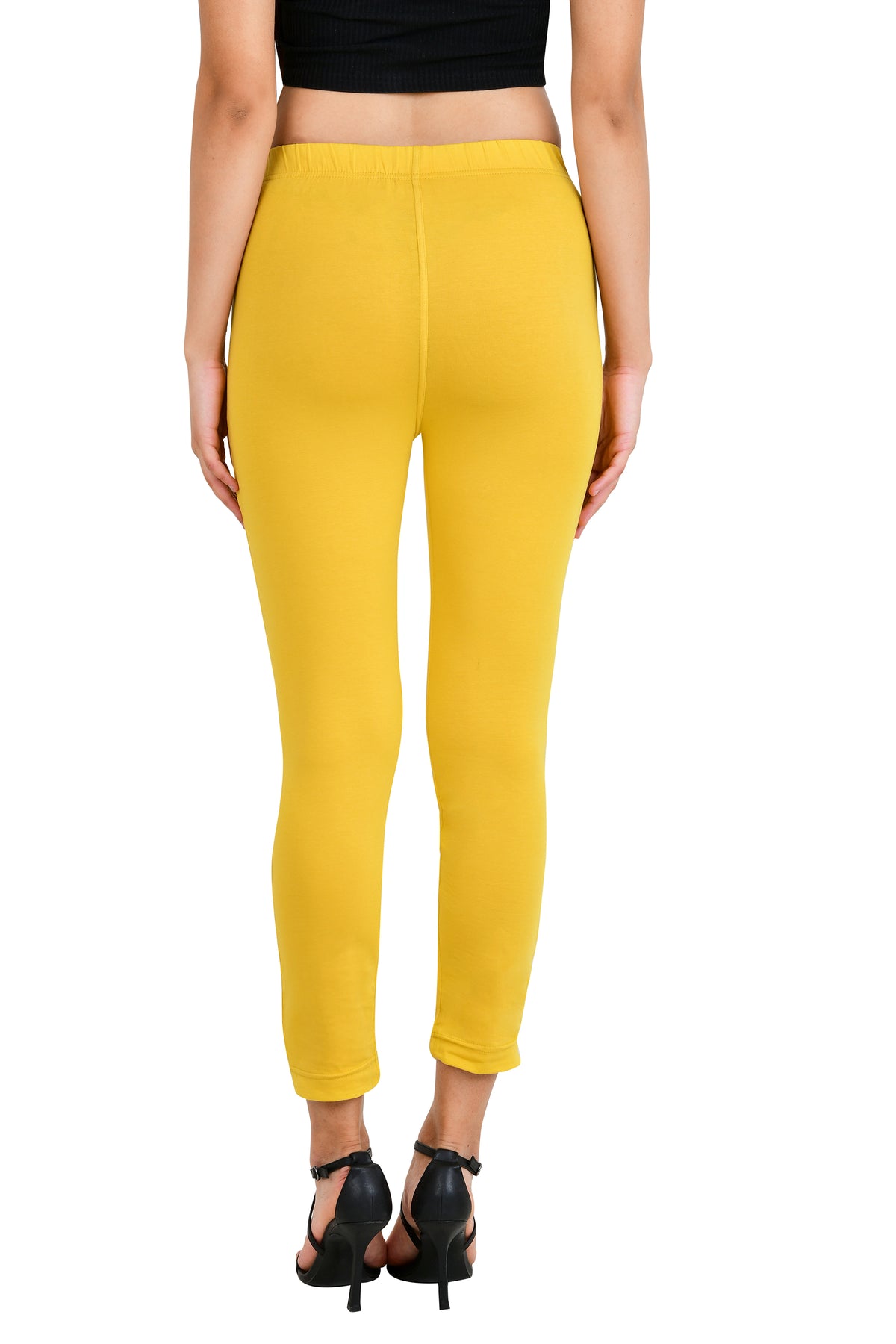 Womens Cotton Mid-Rise Four-Way Stretchable Kurti Pant / Trousers - Pale Yellow