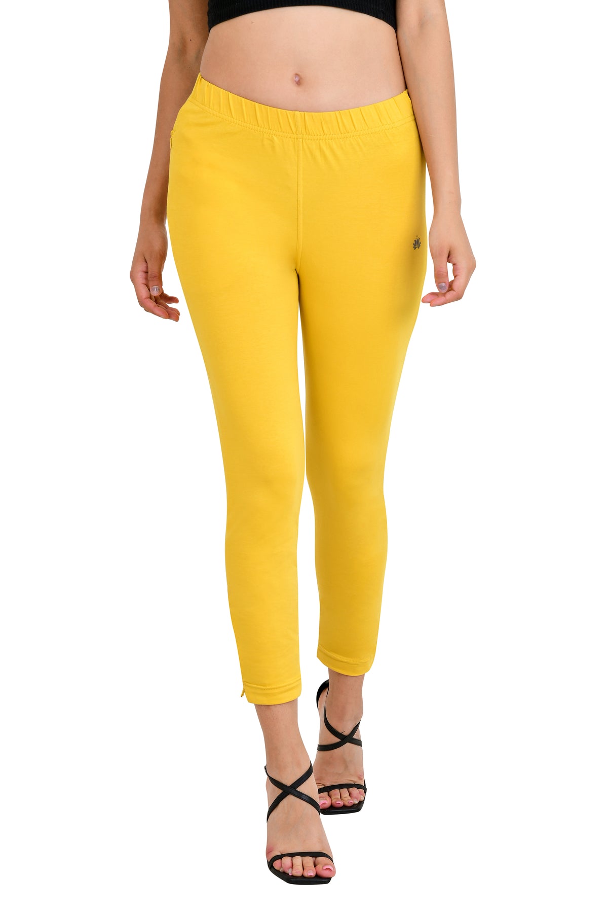 Womens Cotton Mid-Rise Four-Way Stretchable Kurti Pant / Trousers - Pale Yellow