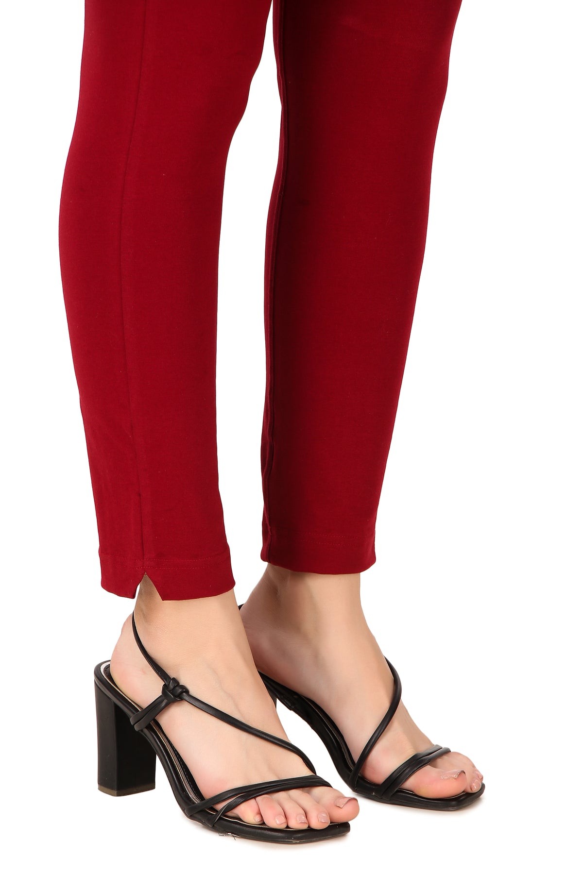 Womens Cotton Mid-Rise Four-Way Stretchable Kurti Pant / Trousers - Maroon