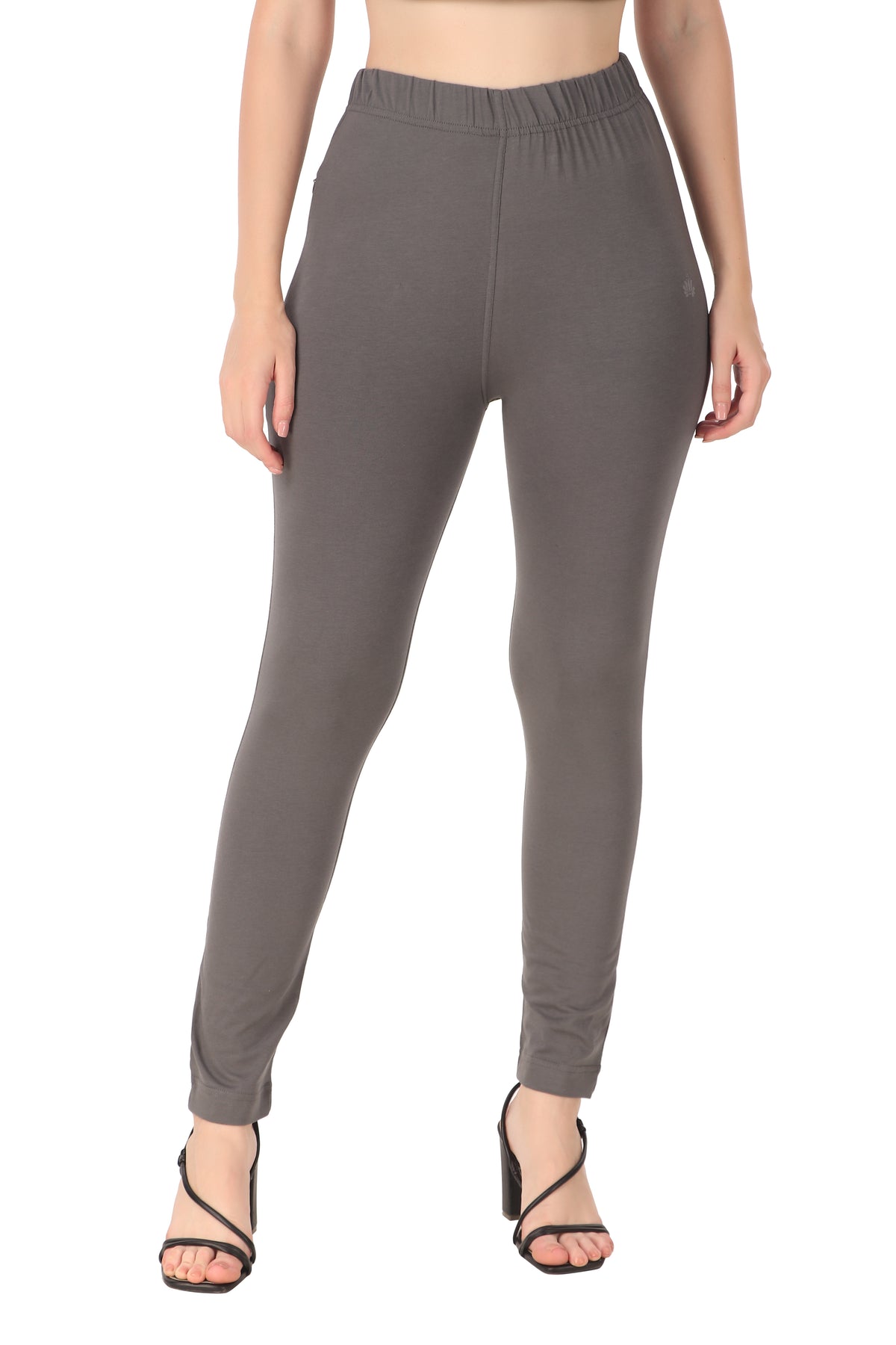 Womens Cotton Mid-Rise Four-Way Stretchable Kurti Pant / Trousers - Steel Grey