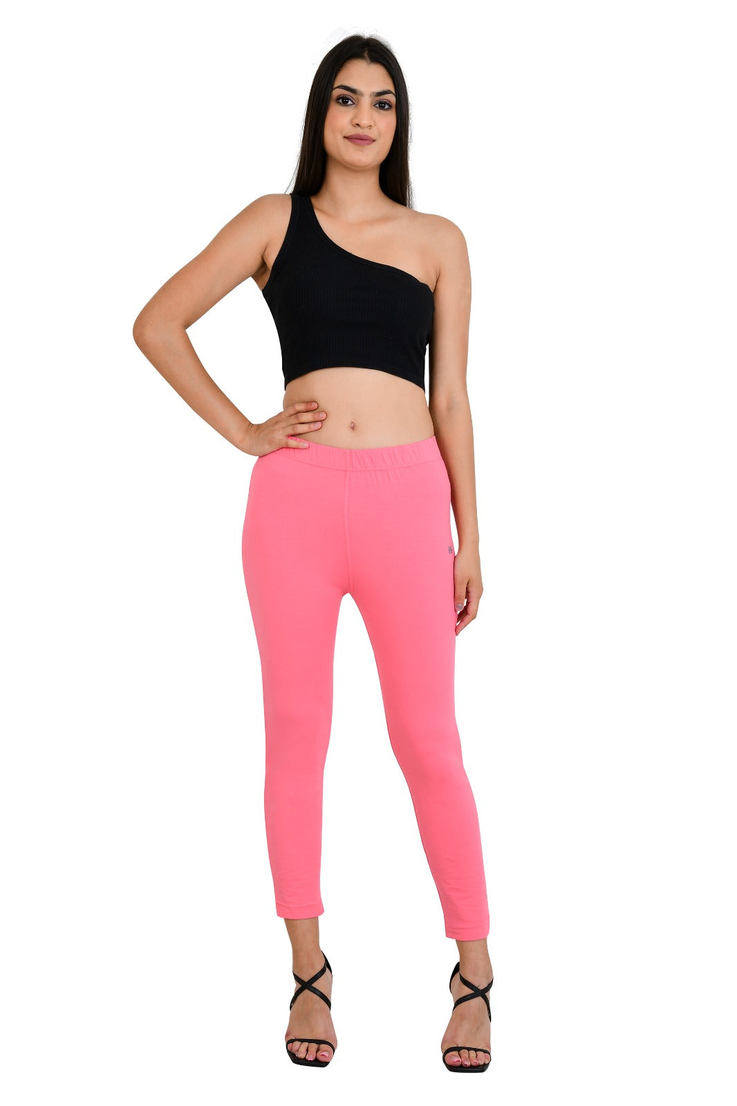 Womens Cotton Mid-Rise Four-Way Stretchable Kurti Pant / Trousers - Pink