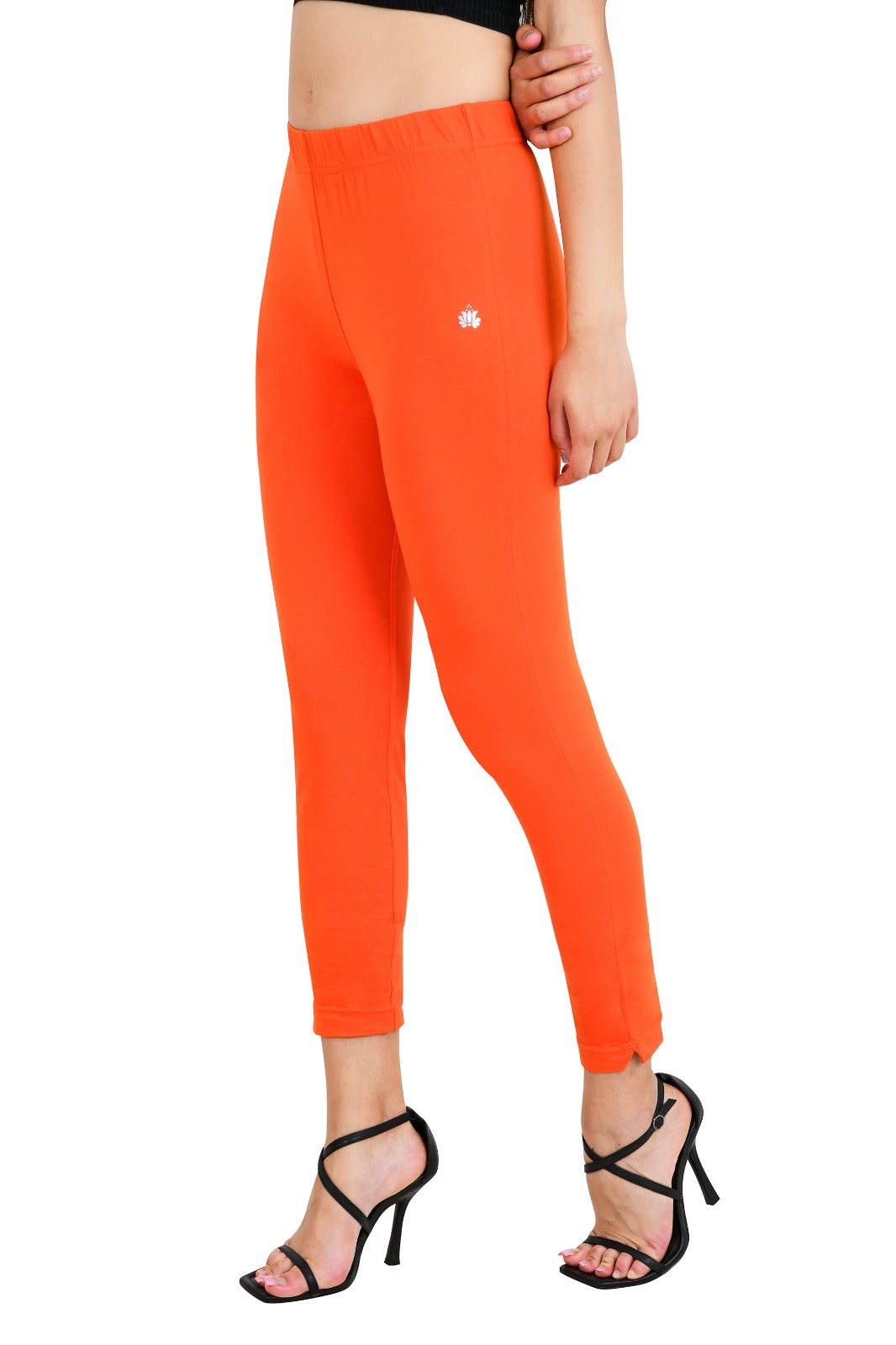 Womens Cotton Mid-Rise Four-Way Stretchable Kurti Pant / Trousers - Orange