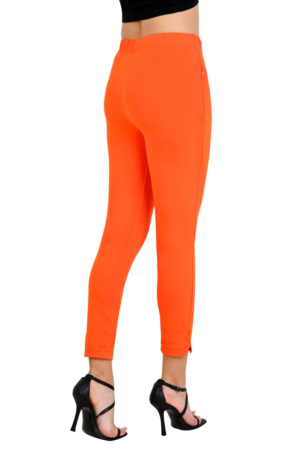Womens Cotton Mid-Rise Four-Way Stretchable Kurti Pant / Trousers - Orange