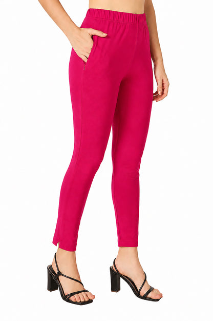 Womens Cotton Mid-Rise Four-Way Stretchable Kurti Pant / Trousers - Rani