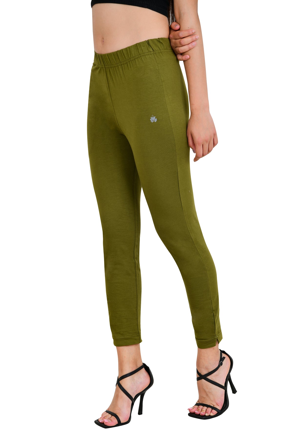 Womens Cotton Mid-Rise Four-Way Stretchable Kurti Pant / Trousers - Mehandi