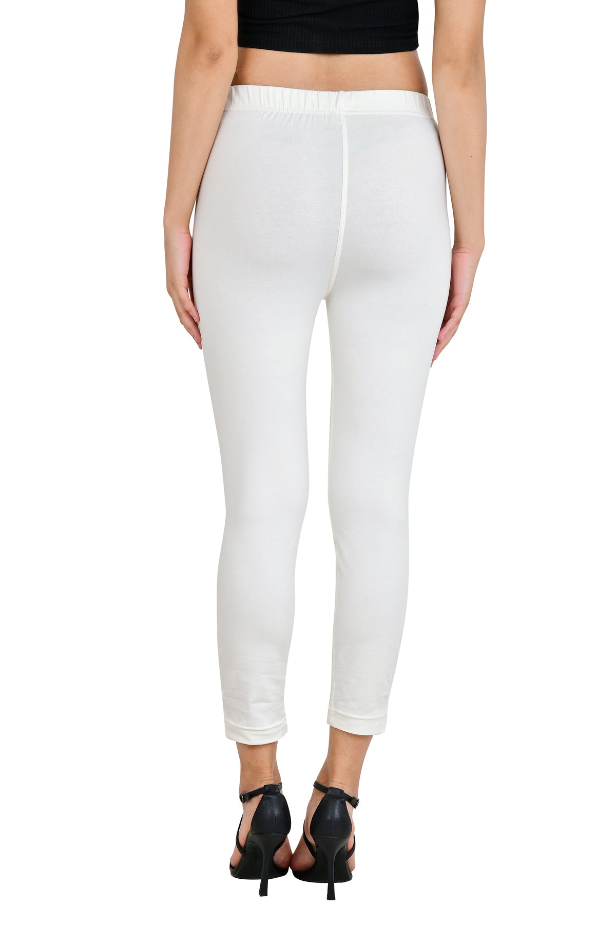 Womens Cotton Mid-Rise Four-Way Stretchable Kurti Pant / Trousers - Off White