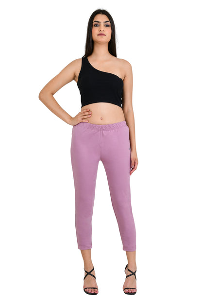 Womens Cotton Mid-Rise Four-Way Stretchable Kurti Pant / Trousers - Mauve