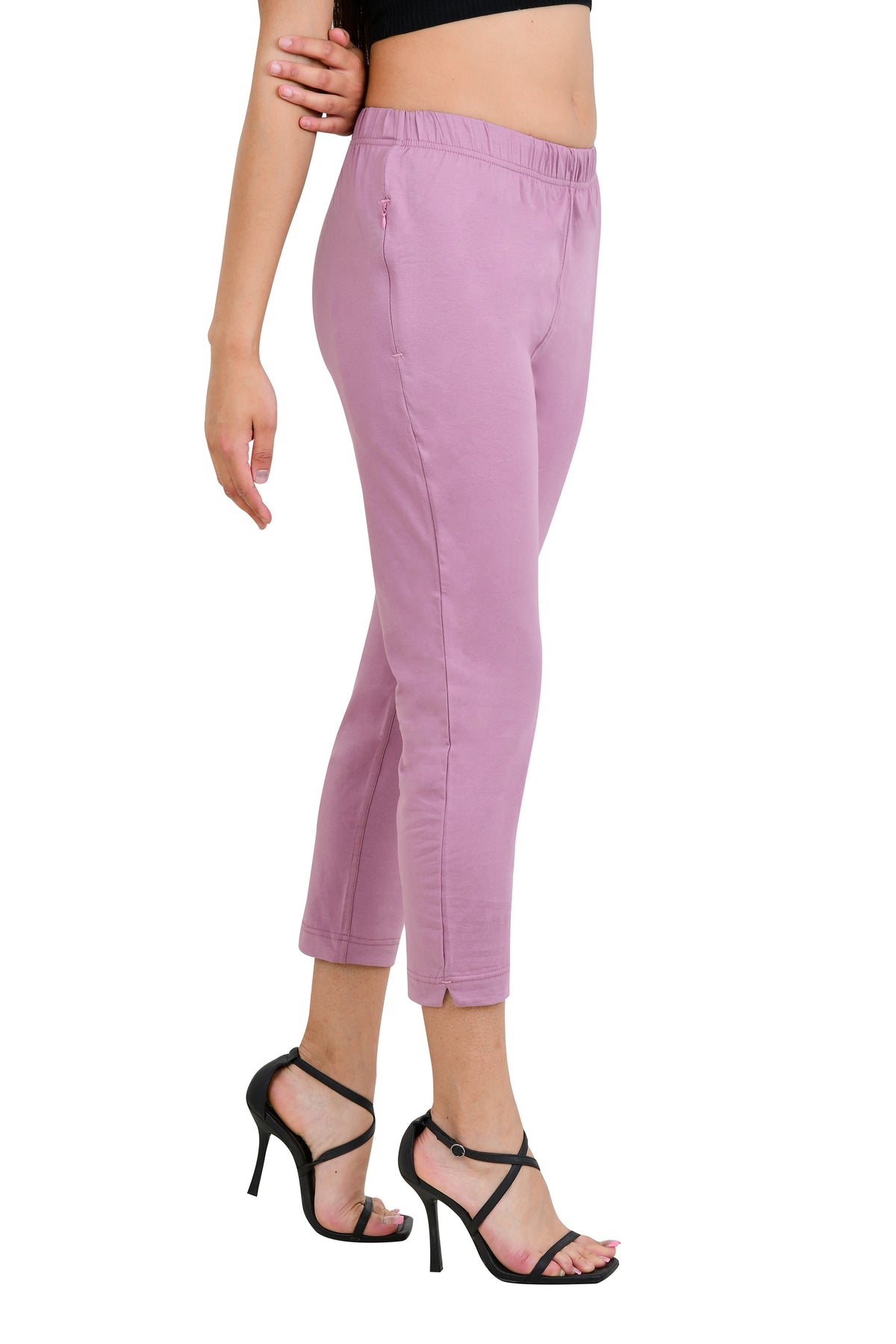 Womens Cotton Mid-Rise Four-Way Stretchable Kurti Pant / Trousers - Mauve