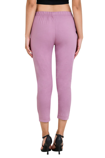 Womens Cotton Mid-Rise Four-Way Stretchable Kurti Pant / Trousers - Mauve