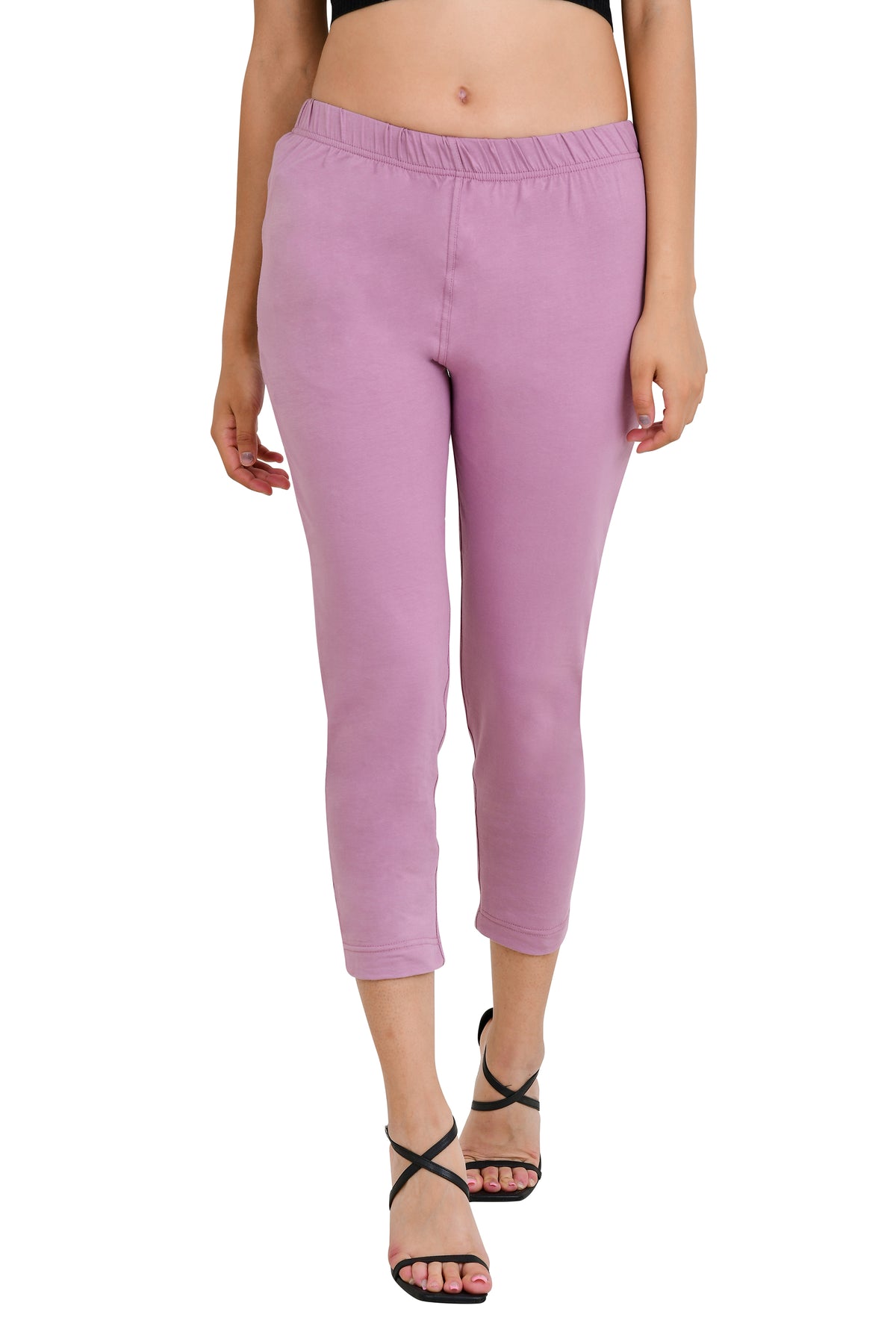 Womens Cotton Mid-Rise Four-Way Stretchable Kurti Pant / Trousers - Mauve