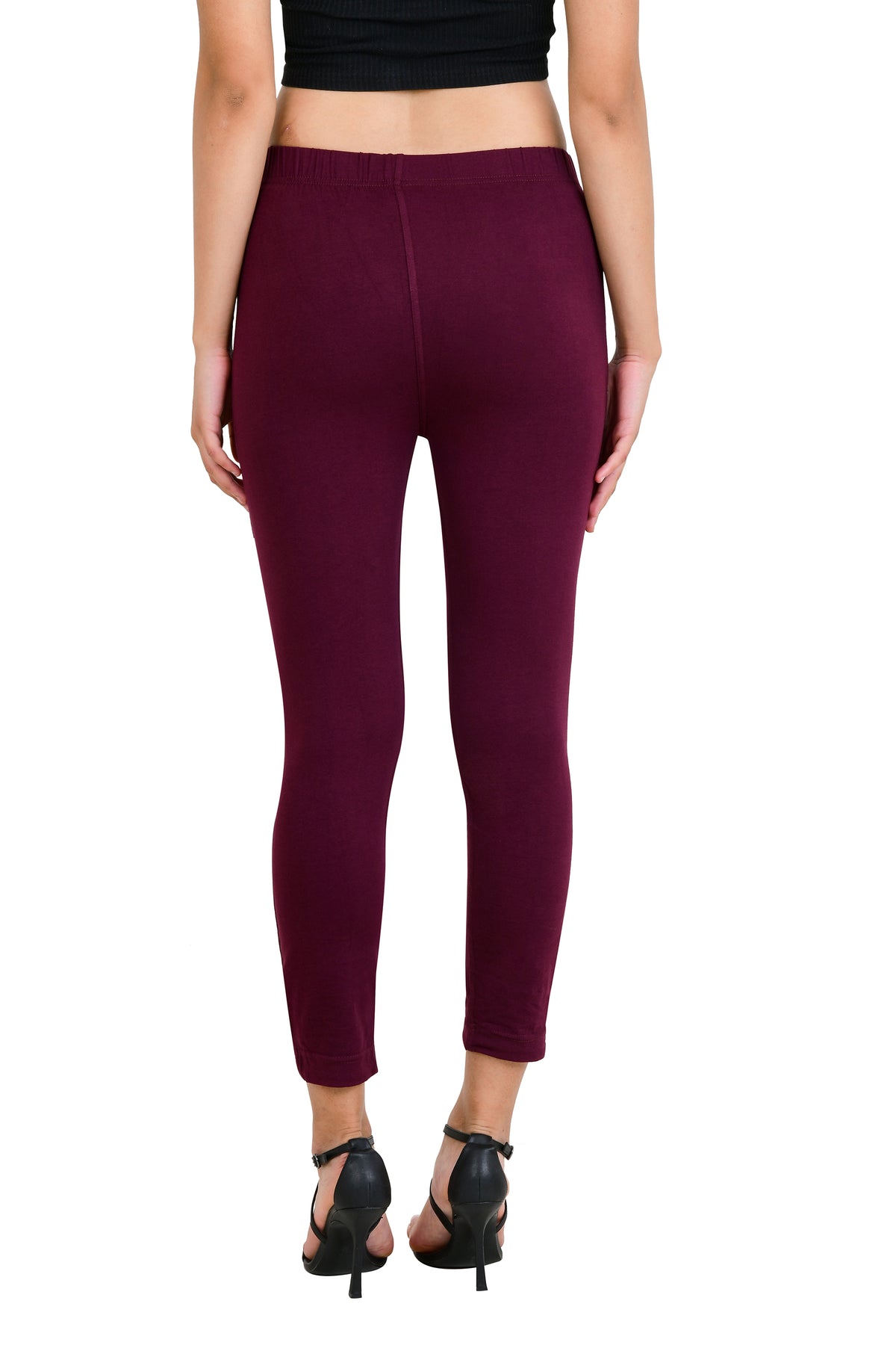 Womens Cotton Mid-Rise Four-Way Stretchable Kurti Pant / Trousers - Wine