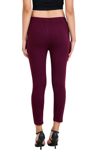Womens Cotton Mid-Rise Four-Way Stretchable Kurti Pant / Trousers - Wine
