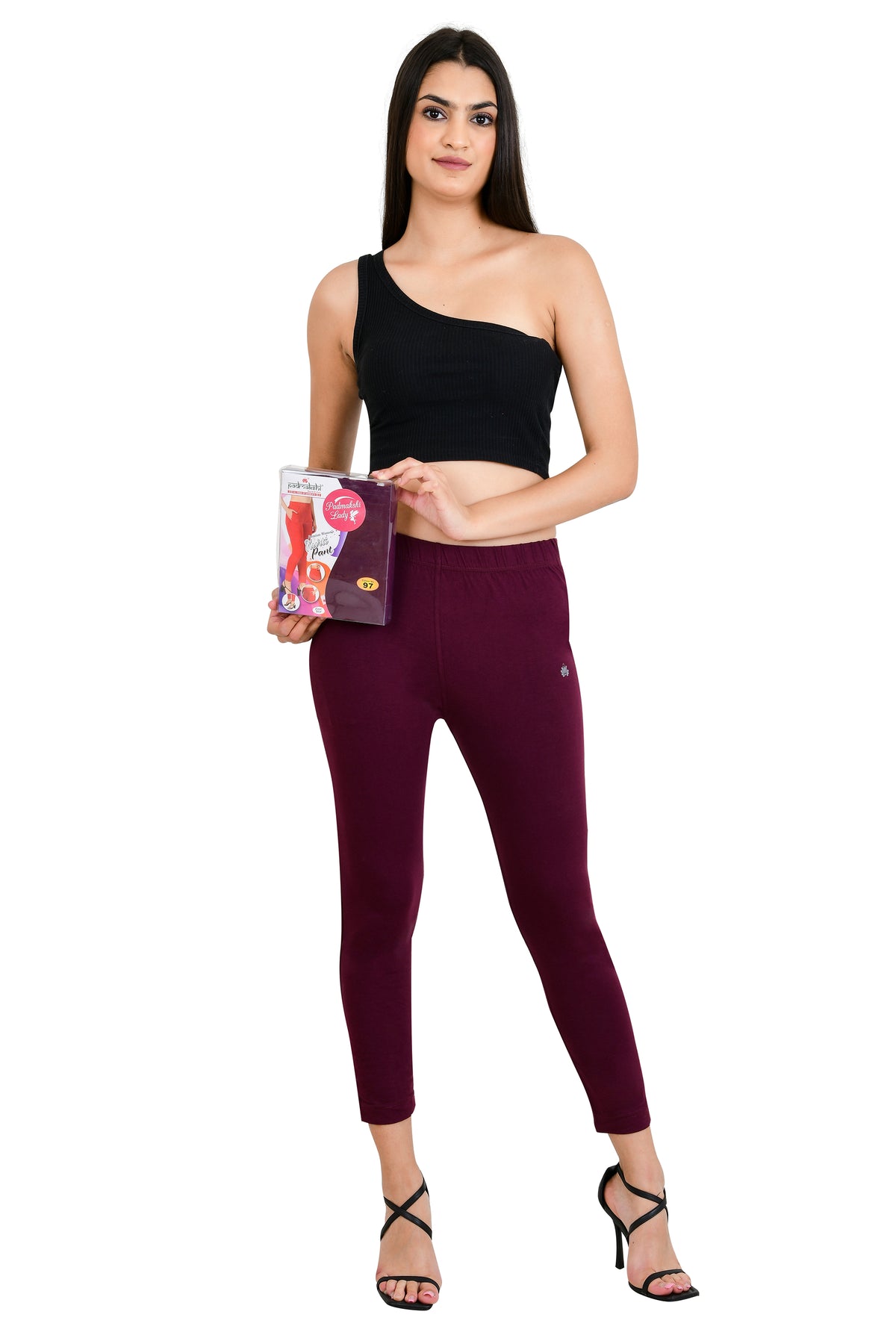 Womens Cotton Mid-Rise Four-Way Stretchable Kurti Pant / Trousers - Wine