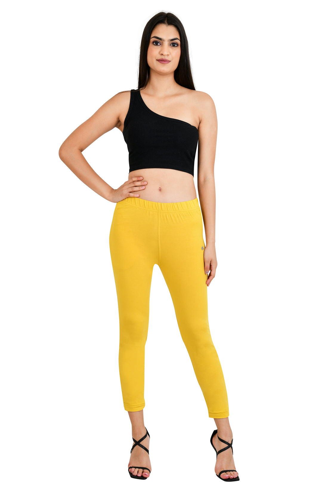 Womens Cotton Mid-Rise Four-Way Stretchable Kurti Pant / Trousers - Pale Yellow