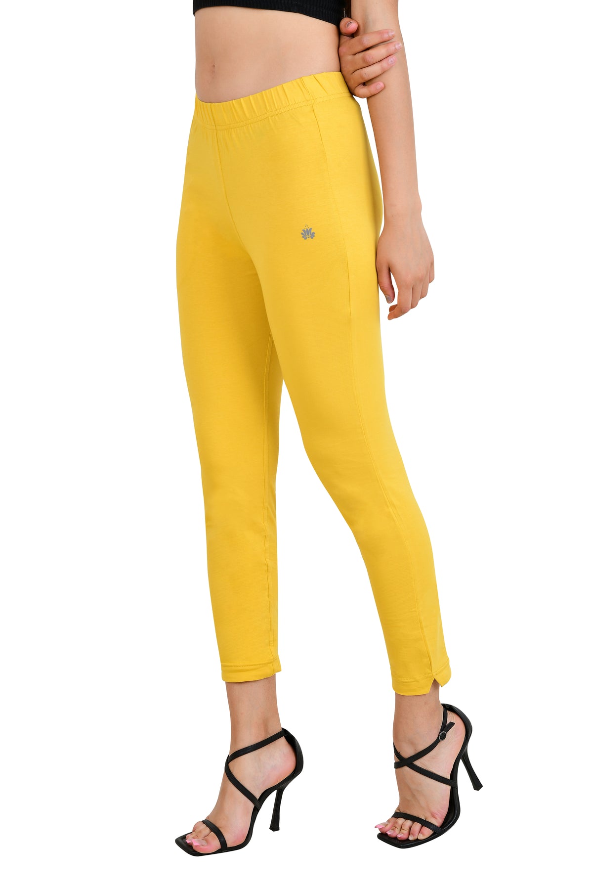 Womens Cotton Mid-Rise Four-Way Stretchable Kurti Pant / Trousers - Pale Yellow
