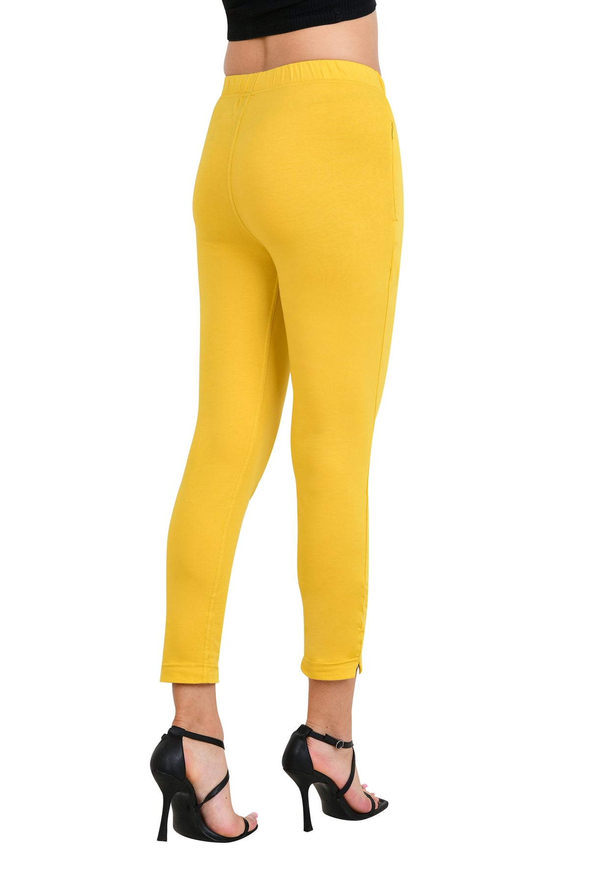 Womens Cotton Mid-Rise Four-Way Stretchable Kurti Pant / Trousers - Pale Yellow