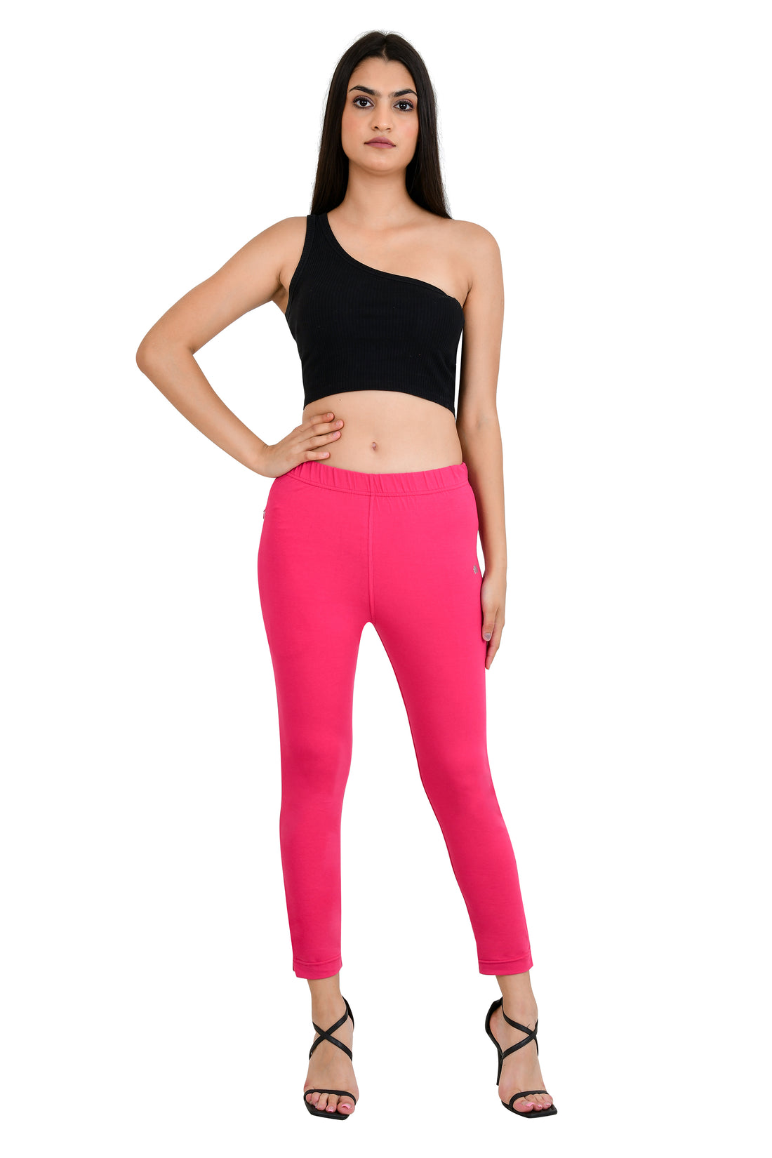 Womens Cotton Mid-Rise Four-Way Stretchable Kurti Pant / Trousers - Dark Pink