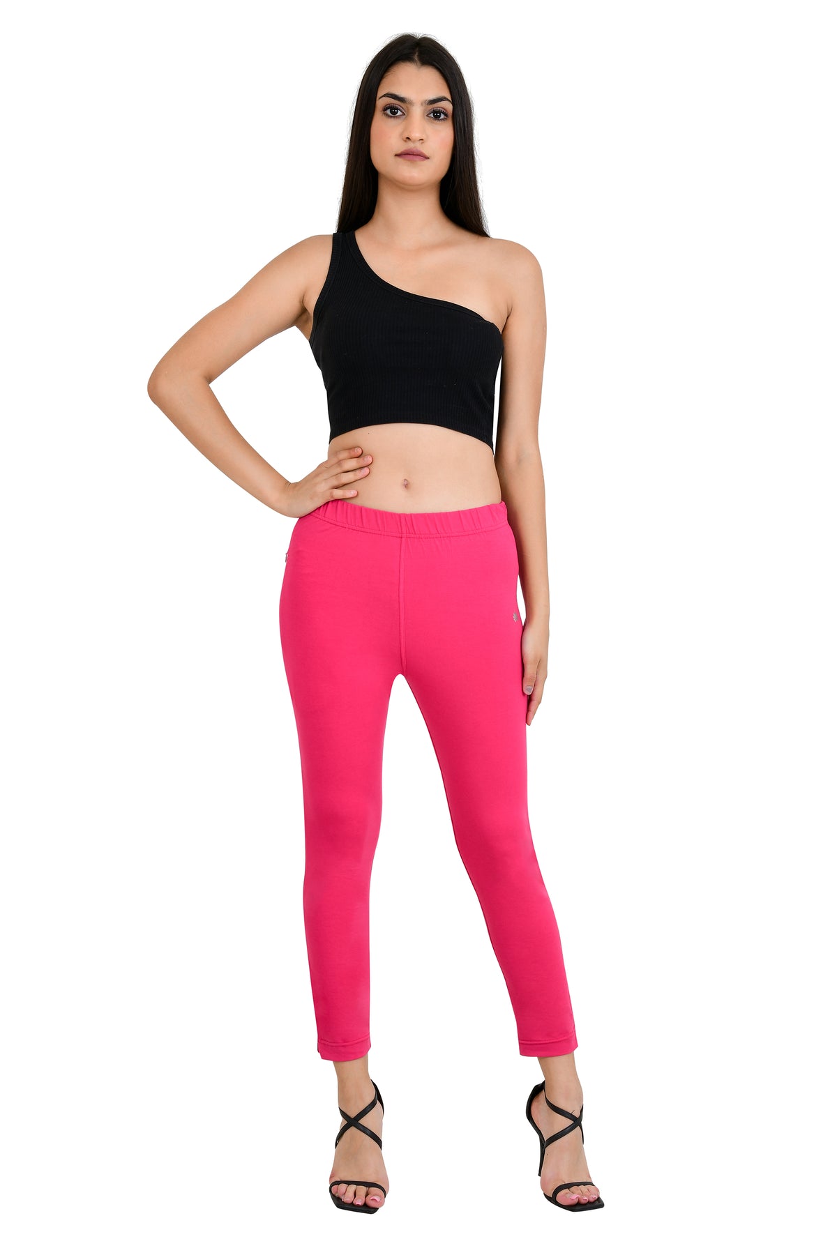 Womens Cotton Mid-Rise Four-Way Stretchable Kurti Pant / Trousers - Dark Pink