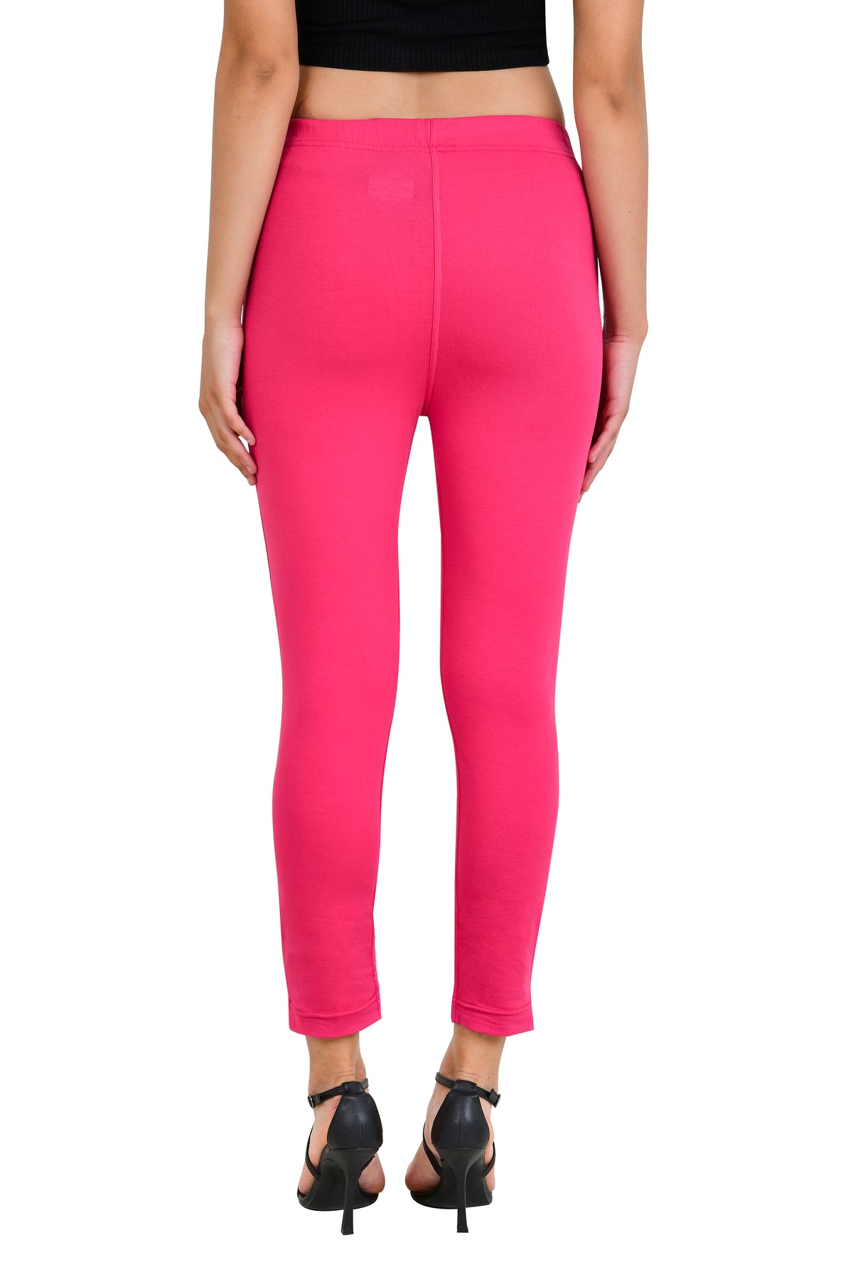 Womens Cotton Mid-Rise Four-Way Stretchable Kurti Pant / Trousers - Dark Pink