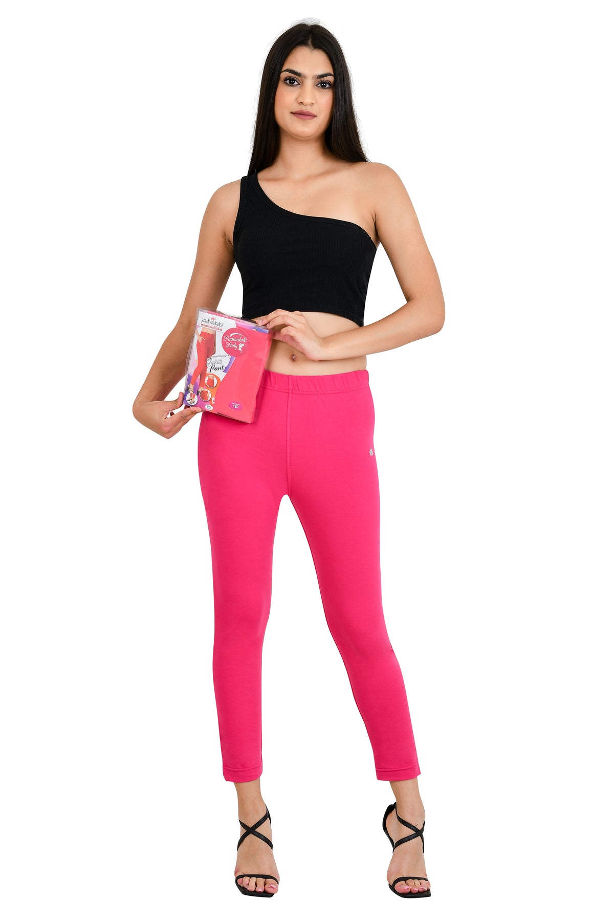 Womens Cotton Mid-Rise Four-Way Stretchable Kurti Pant / Trousers - Dark Pink