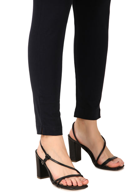 Womens Cotton Mid-Rise Four-Way Stretchable Kurti Pant / Trousers - Black