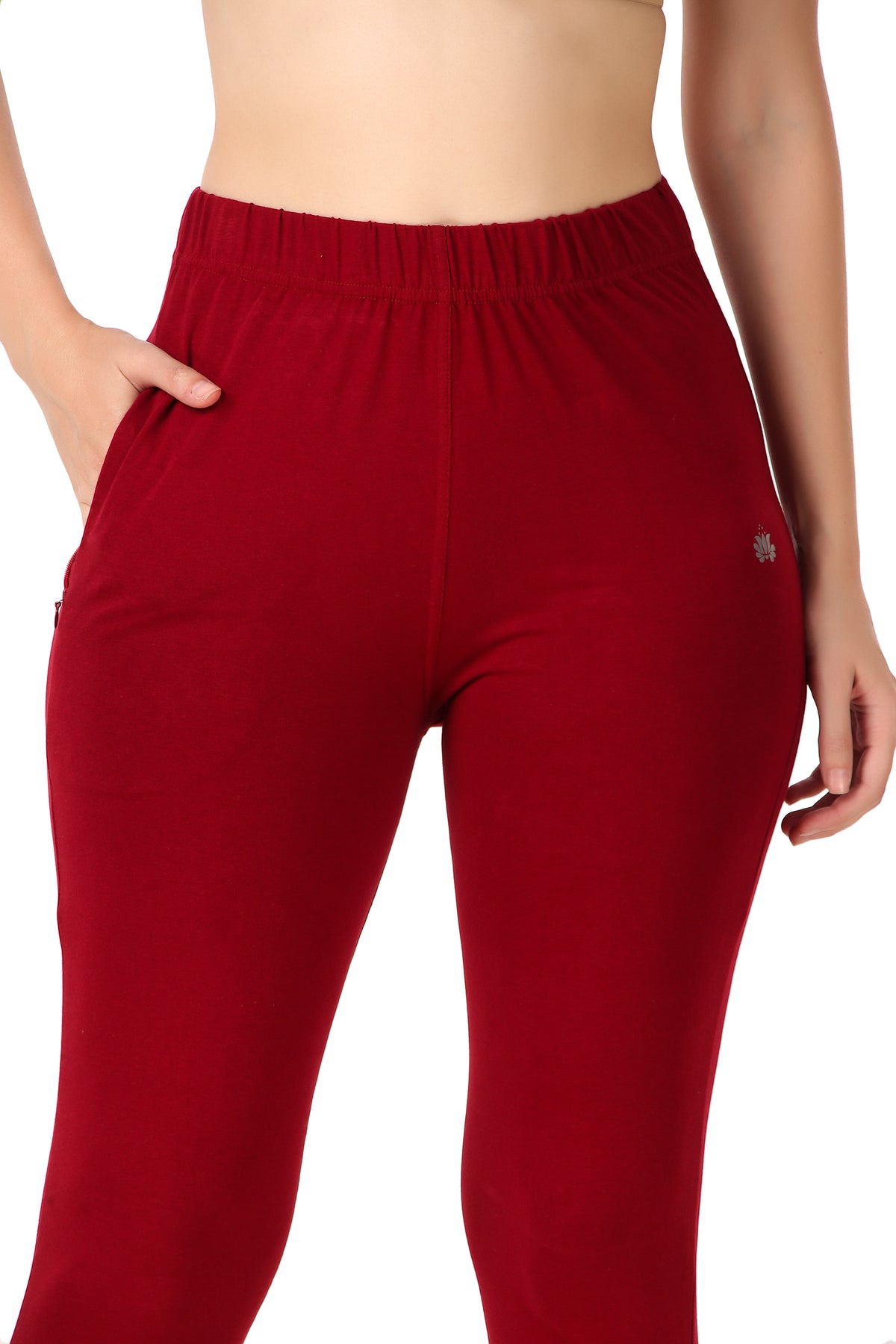 Womens Cotton Mid-Rise Four-Way Stretchable Kurti Pant / Trousers - Maroon