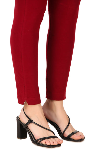 Womens Cotton Mid-Rise Four-Way Stretchable Kurti Pant / Trousers - Maroon