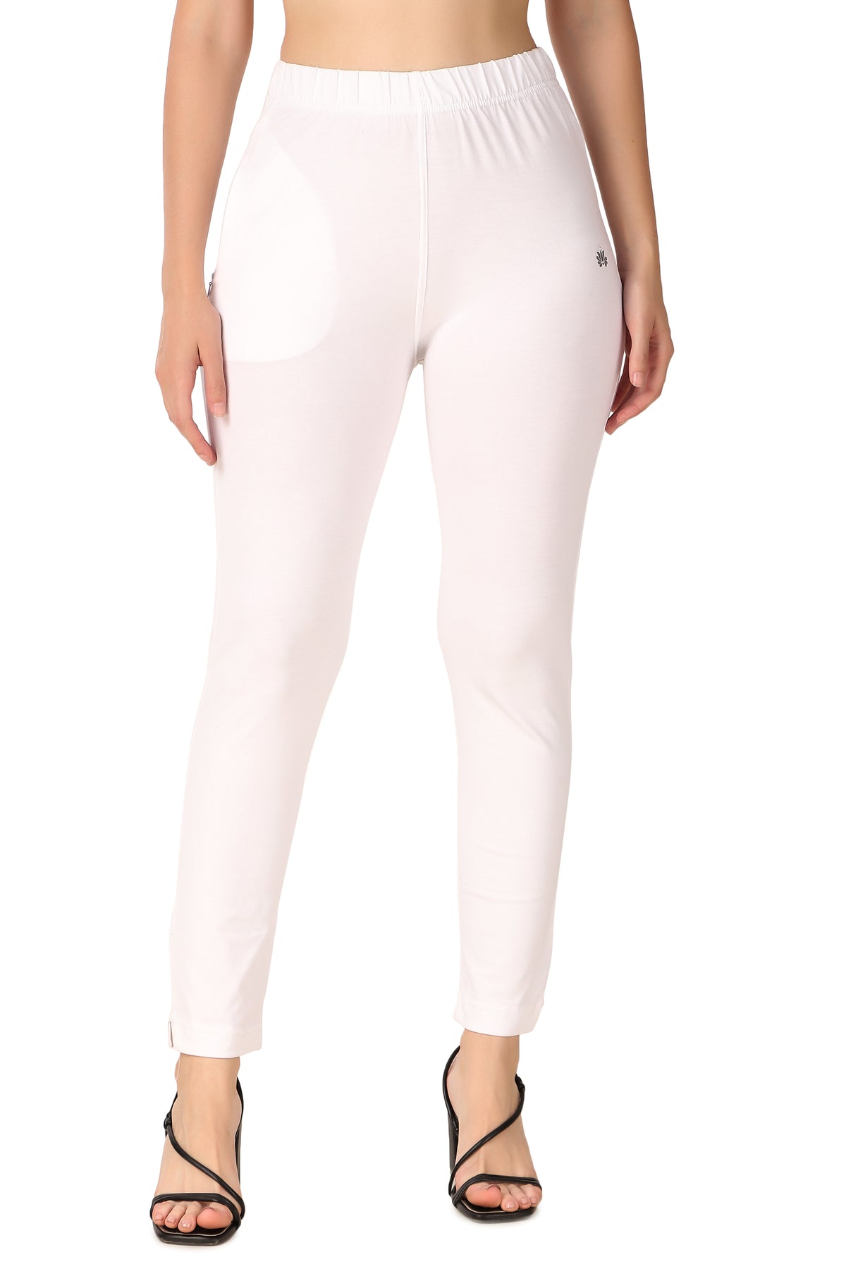 Womens Cotton Mid-Rise Four-Way Stretchable Kurti Pant / Trousers - White
