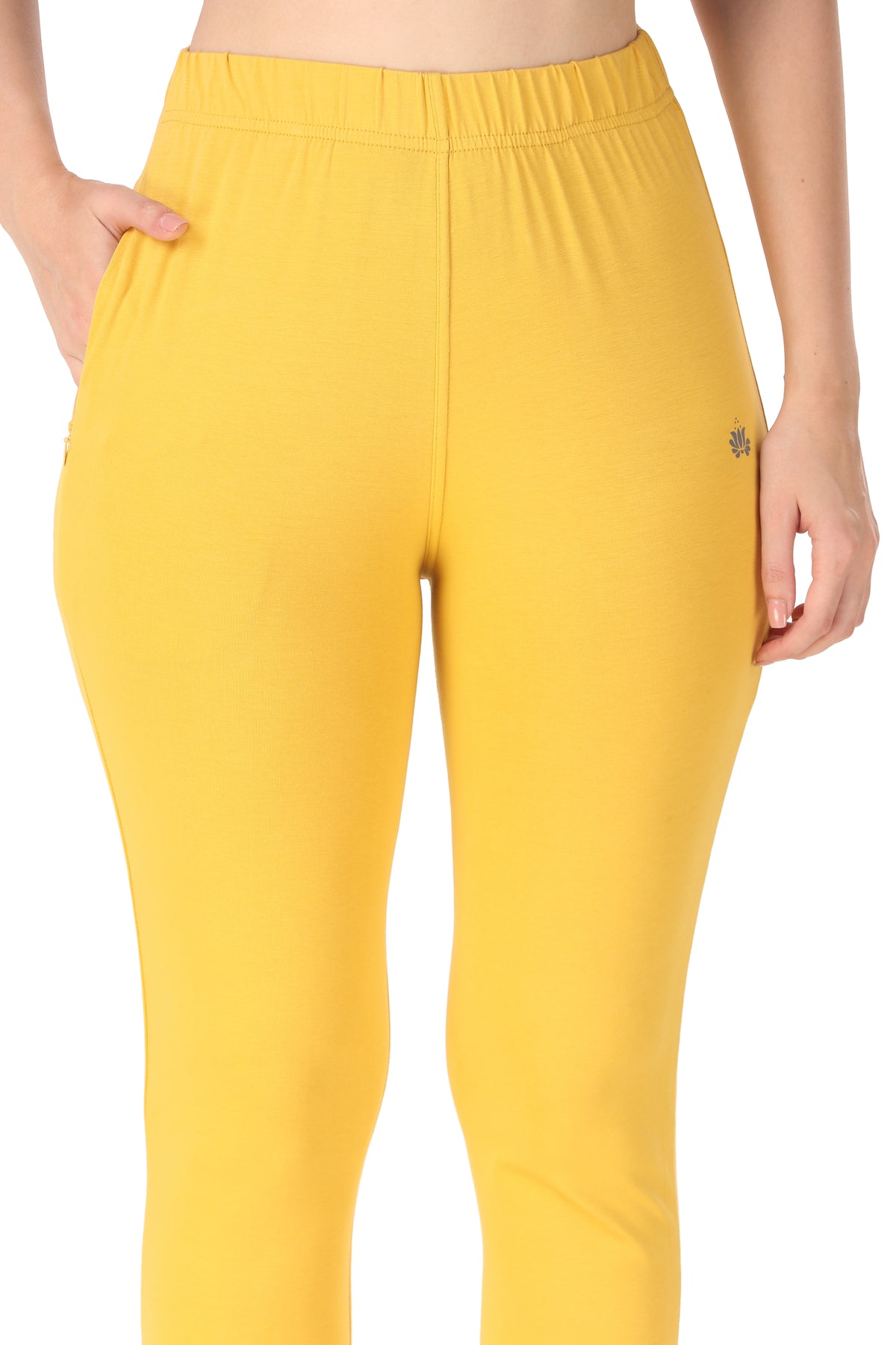 Womens Cotton Mid-Rise Four-Way Stretchable Kurti Pant / Trousers - Mustard