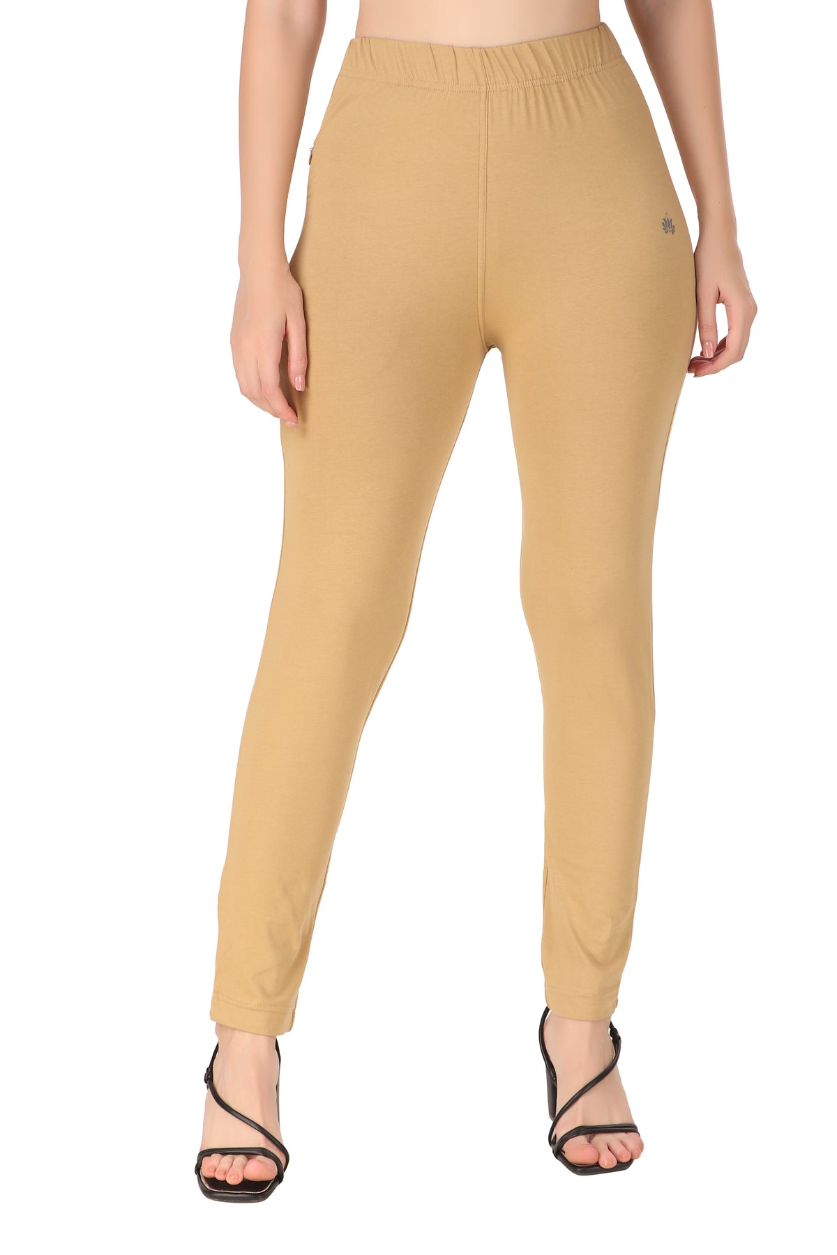 Womens Cotton Mid-Rise Four-Way Stretchable Kurti Pant / Trousers - Beige