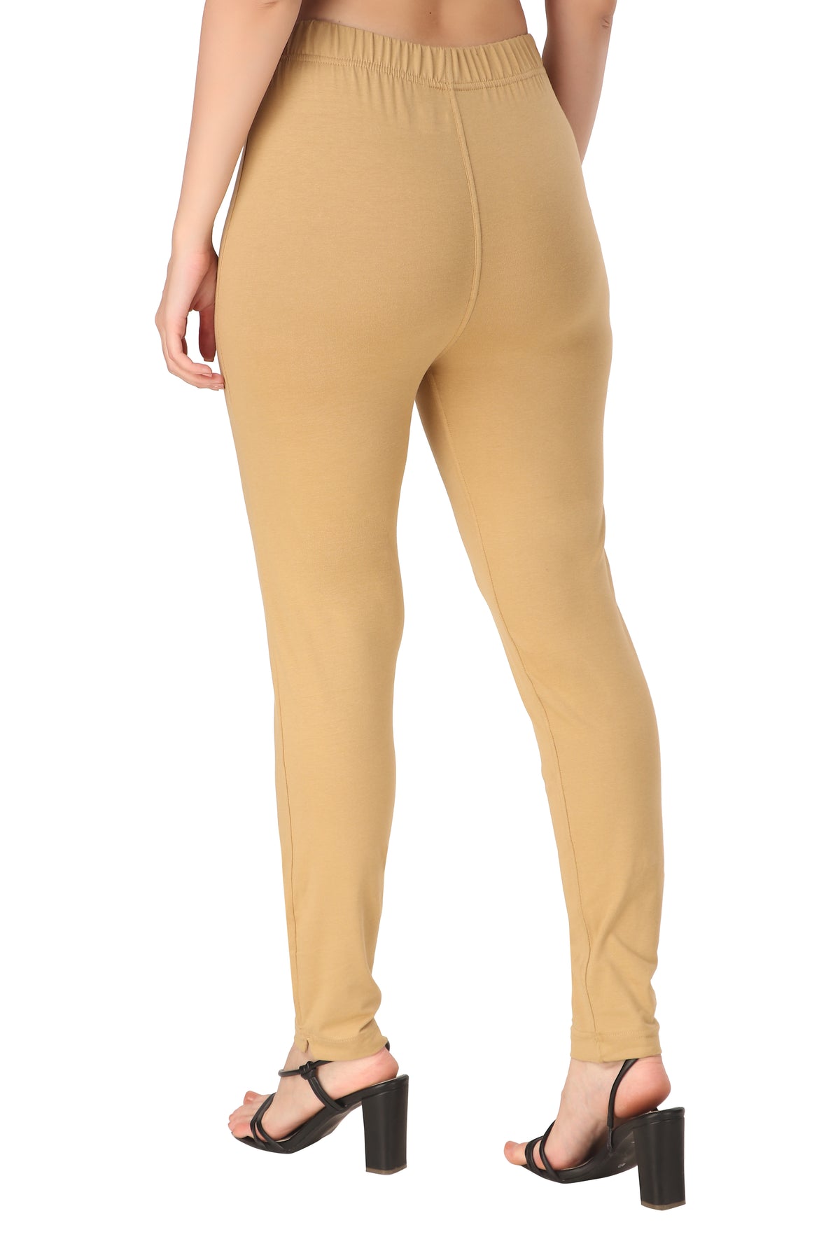 Womens Cotton Mid-Rise Four-Way Stretchable Kurti Pant / Trousers - Beige
