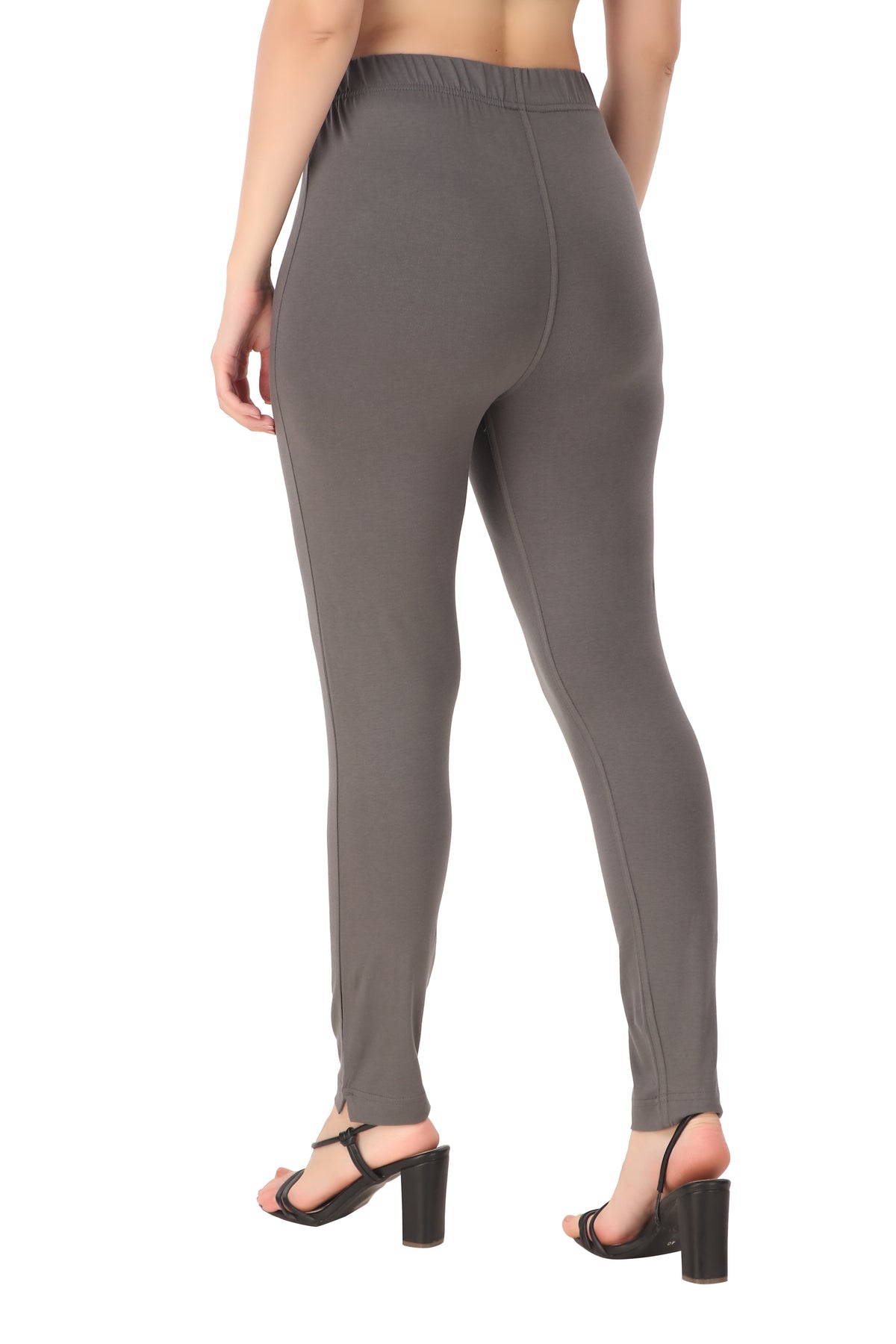 Womens Cotton Mid-Rise Four-Way Stretchable Kurti Pant / Trousers - Steel Grey