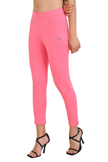 Womens Cotton Mid-Rise Four-Way Stretchable Kurti Pant / Trousers - Pink