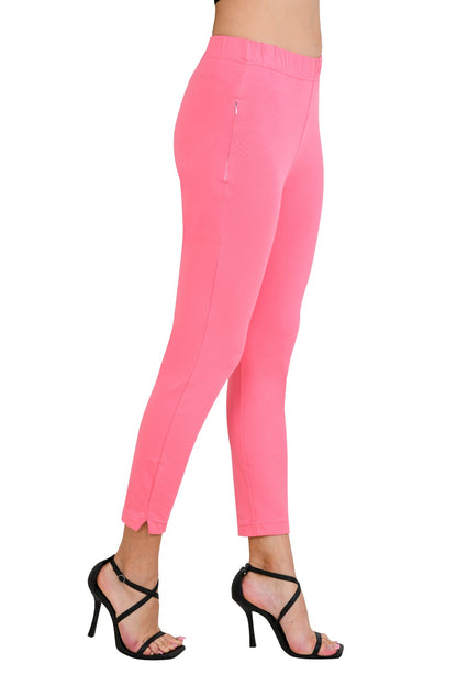 Womens Cotton Mid-Rise Four-Way Stretchable Kurti Pant / Trousers - Pink