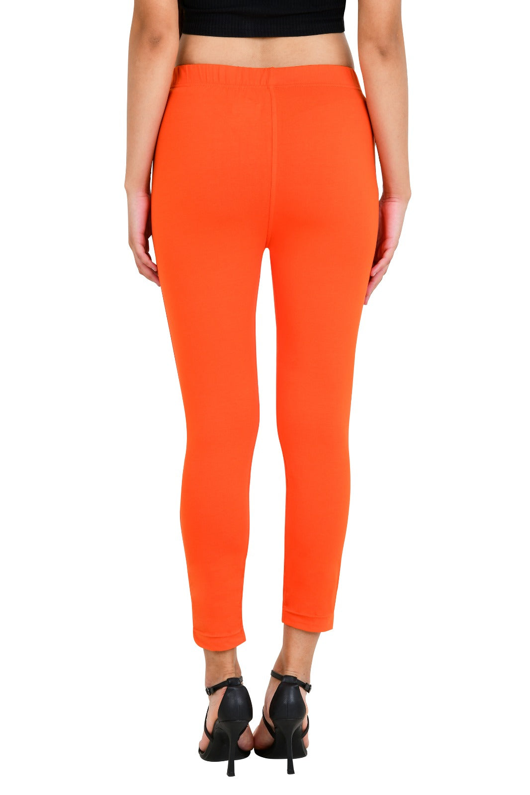 Womens Cotton Mid-Rise Four-Way Stretchable Kurti Pant / Trousers - Orange