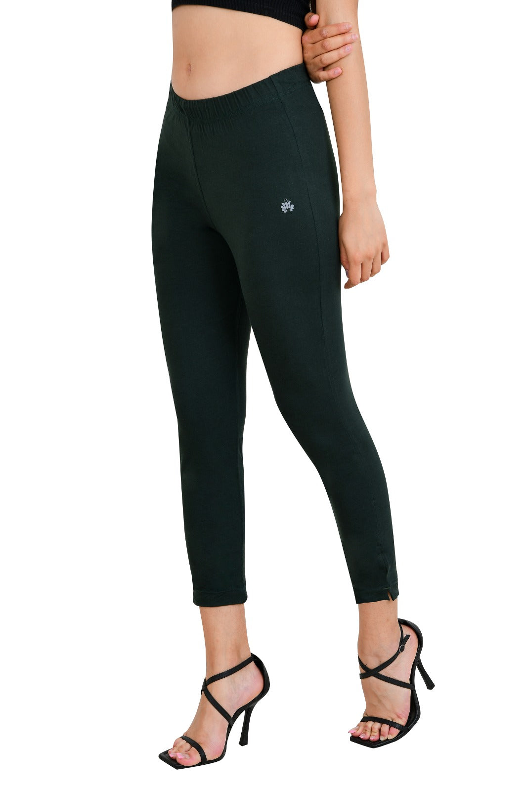Womens Cotton Mid-Rise Four-Way Stretchable Kurti Pant / Trousers - Green